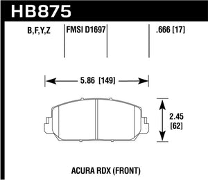 Hawk 14-17 Acura RDX/RLX Performance Ceramic Street Front Brake Pads